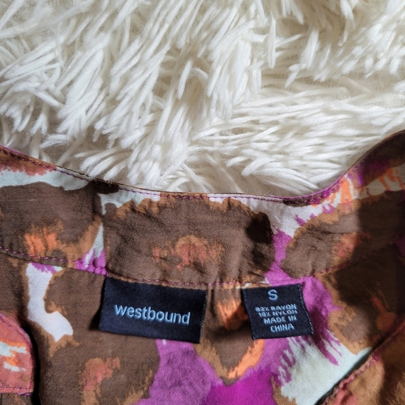 Westbound women long sleeve poppy print v neck top size small - Picture 6 of 6